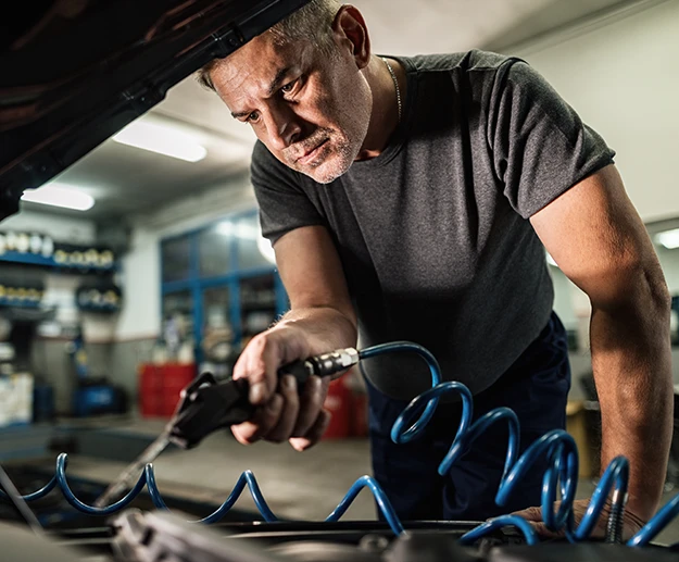 Victory Truck Shop mechanic repairing the truck's air system